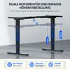 A black electric standing desk frame is shown with blue accents and measurement indicators. Anteprima dell’immagine prodotto