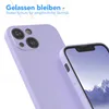 A close-up shot of a purple phone case and a phone with a mountain landscape on its screen, with German text overlay. Produktbild-Vorschau