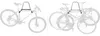 Two images of a bicycle wall mount, one showing a single bike and the other showing multiple bikes mounted. Produktbild-Vorschau