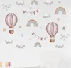 Aquarell Rosa Heißluftballon & Regenbogen Wandaufkleber – Produktbild-Vorschau 1