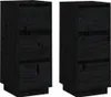 vidaXL Sideboards 2 Stk. Schwarz 32x34x75 cm Massivholz Produktbild-Vorschau 2