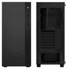 Two views of a black computer case, one showing the front and side, the other showing the back interior. Anteprima dell’immagine prodotto