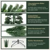 A collage of four images showcasing features of an artificial Christmas tree, with accompanying German text descriptions. Podgląd zdjęcia produktu