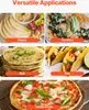 A collage of different food items made from flatbread, including sopes, gorditas, roti, pita, and tortilla pizza. Produktbild-Vorschau