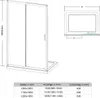 A technical drawing of a shower enclosure with a table of dimensions. Podgląd zdjęcia produktu
