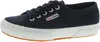 A side view of a navy blue Superga sneaker with a white sole and laces. Produktbild-Vorschau