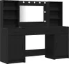 A black vanity table with a mirror and LED lights, set against a white background. Náhled obrázku produktu