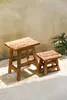 Tabouret bois de teck recyclé marron 39x30x47cm Voir les images du produit 5
