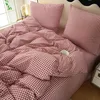 Komplet pościeli Różowa krata 140x200 cm + poszewka 70x80 Podgląd zdjęcia produktu 4