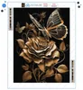 Haft diamentowy ARTULIO - Motyl na róży w czarno-złotych Podgląd zdjęcia produktu 3