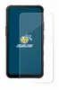 A screen protector is shown placed over a smartphone. Produktbild-Vorschau