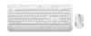 A white wireless keyboard and mouse set on a white background. Produktbild-Vorschau