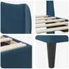 vidaXL Bettrahmen mit Kopfteil Blau 90 x 190 cm Samt Produktbild-Vorschau 7
