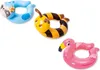 Three inflatable swim rings shaped like animals (sloth, bee, and flamingo) are displayed against a white background. Produktbild-Vorschau