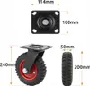 Diagrams showing the dimensions of a caster wheel. Voir les images du produit