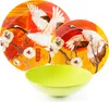 A set of plates and a bowl with a Japanese crane and floral motif. Voir les images du produit