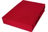 A red fitted sheet is shown on a white background. Produktbild-Vorschau
