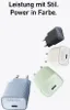 Several Anker USB-C chargers in different colors are displayed against a white background, with German text at the top. Anteprima dell’immagine prodotto
