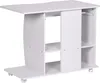 A white computer desk with shelves and sliding doors, shown from a slightly angled front view. Podgląd zdjęcia produktu
