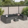 vidaXL 10-tlg. Garten-Lounge-Set mit Kissen Grau Poly Produktbild-Vorschau 2
