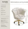 Chaise de bureau STELLA rembourrée en velours - crème/or Voir les images du produit 6