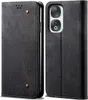 A black flip-style phone case is shown from the front and side. Produktbild-Vorschau