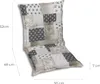 A chair cushion with a patchwork design and dimensions indicated. Produktbild-Vorschau
