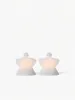 Two white angel-shaped candle holders with LED lights inside, set against a plain white background. Produktbild-Vorschau