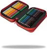 A red pencil case is open, revealing rows of colored pencils. Náhled obrázku produktu