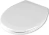A white toilet seat is shown from a slightly elevated angle against a white background. Produktbild-Vorschau