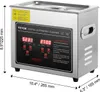 A VEVOR digital ultrasonic cleaner is shown from a three-quarter angle, with dimensions labeled. Voir les images du produit