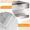 Close-up views of a silver corner shelf, highlighting its rounded edges and fastening mechanism. Anteprima dell’immagine prodotto