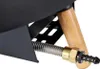 A close-up view of a gas connection on a black metal object with a wooden handle. Produktbild-Vorschau