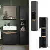 A modern bathroom with a vanity, sink, mirror, and tall storage cabinet. Náhled obrázku produktu