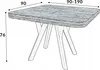 A diagram showing the dimensions of a square table with a wooden top and a cross-shaped base. Náhľad obrázku produktu