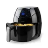 A black air fryer with a basket full of french fries, displayed on a white background. Náhľad obrázku produktu