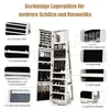 A jewelry cabinet with its various storage compartments highlighted and described with text. Voir les images du produit