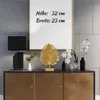 Skulptur Dekofigur Blatt aus Metall gold auf Holzsockel Produktbild-Vorschau 4