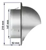 Edelstahl Abluftgitter LG 5015 Rund Rohranschluss DIN 150 Produktbild-Vorschau 4
