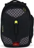 A black backpack with a checkered pattern and yellow accents. Podgląd zdjęcia produktu