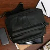 Sac à bandoulière en cuir pour homme, horizontal, noir, Voir les images du produit 6