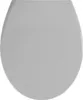 A top-down view of a light gray toilet seat. Produktbild-Vorschau