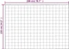 A grid overlay with dimensions indicating the size of a product. Náhľad obrázku produktu