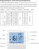 A diagram showing a thermostat's programming interface and a close-up of the thermostat's display and buttons. Podgląd zdjęcia produktu