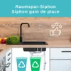 A kitchen sink area with a faucet, sink, and under-sink plumbing, along with recycling bins. Produktbild-Vorschau