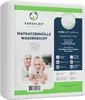 A packaged mattress protector with a label showing product details and images of an elderly couple. Náhľad obrázku produktu