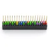 A close-up, straight-on view of a 40-pin GPIO stacking header for a Raspberry Pi, with each pin socket color-coded. Produktbild-Vorschau