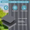 Diagram illustrating the triple-layer fabric technology of outdoor curtains, showing insulation, shading, and privacy features. Produktbild-Vorschau