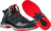 A pair of black and red Albatros S3 safety shoes, with one shoe shown from the side and the other from the sole. Produktbild-Vorschau