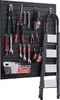 A tool wall organizer with various tools mounted on it, including bolt cutters, pruning shears, wrenches, pliers, an angle grinder, a drill, and a step ladder leaning against it. Náhled obrázku produktu